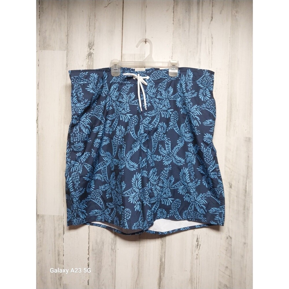 St. John's Bay 10" Swim Shorts Blue Pineapple 2XL NWT